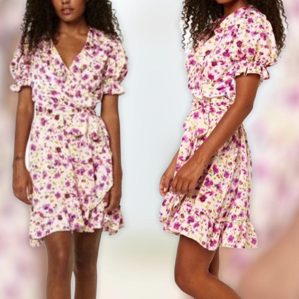 Misa Los Angeles Floral Wrap Dress